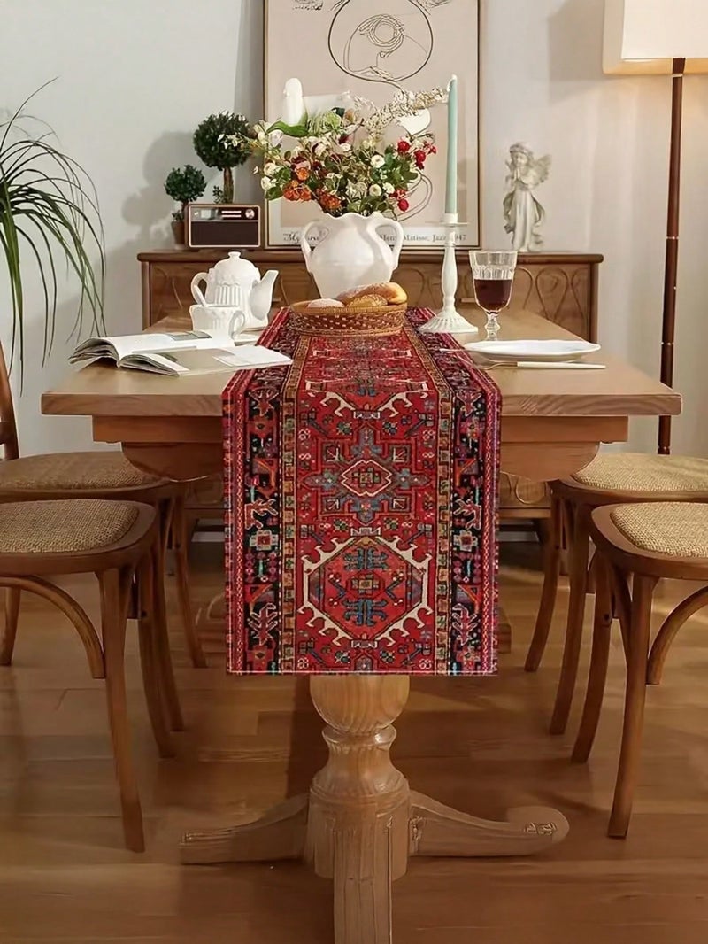 زينه رمضان مفرش طاولة تراثي بنقوش شرقية فاخرة مقاس 90×33 سم – زينه رمضان للمنازل و الحفلات - Image 2